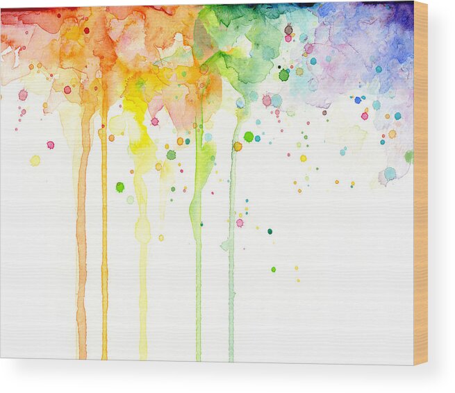 Watercolor Wood Print featuring the painting Watercolor Rainbow by Olga Shvartsur