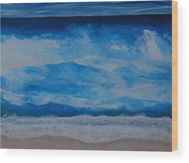 Indigo Wood Print featuring the painting Waves by Linda Bailey
