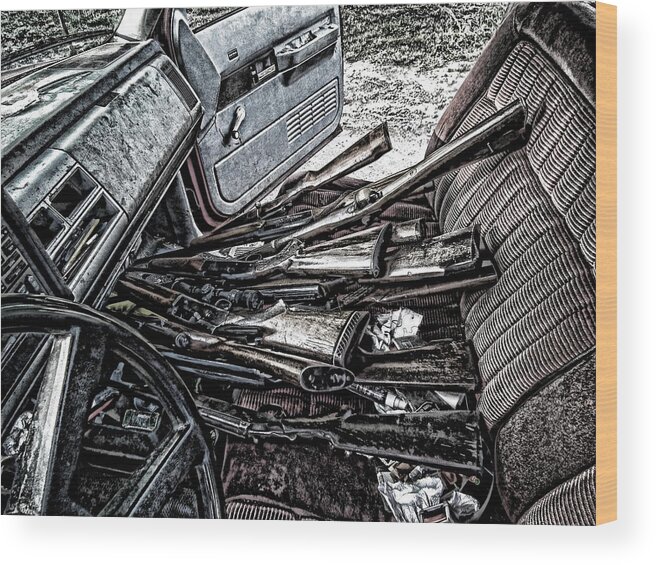  Wood Print featuring the digital art We're Red Necks We'll Keep our GUNS 5 by Robert Rhoads