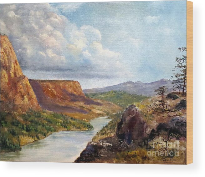 Western Art Wood Print featuring the painting Western River Canyon by Lee Piper