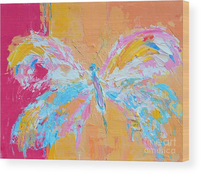 Whimsical Butterfly Acrylic Painting Modern Impressionist Style Wood Print featuring the painting Whimsical Butterfly by Patricia Awapara
