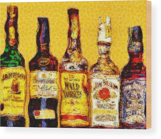 Canadian Club Wood Print featuring the photograph Whiskeys Inspired By Van Gogh 20140917 by Wingsdomain Art and Photography