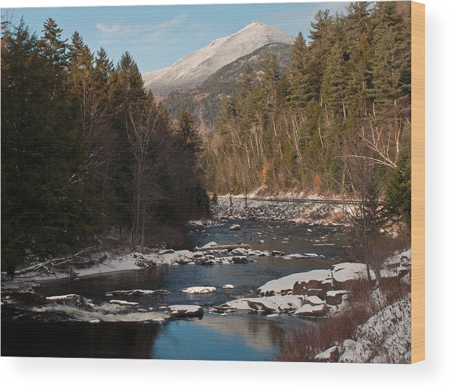 Whiteface Wood Print featuring the photograph Whiteface Mountain at Monument Falls by Nancy De Flon
