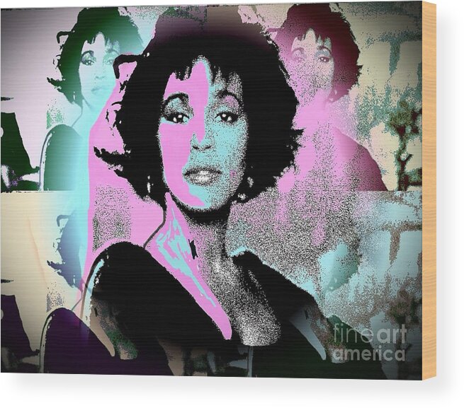 Whitney Houston Wood Print featuring the painting Whitney Houston Sing For Me Again by Saundra Myles