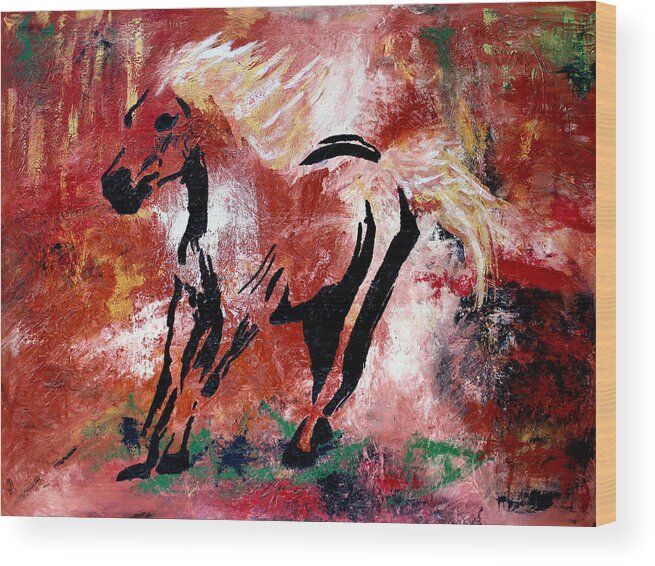 Original Painting Wood Print featuring the painting Wildfire by Nan Bilden