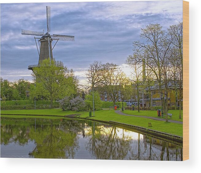 Leiden Wood Print featuring the photograph Windmill at Leiden by Jenny Hudson