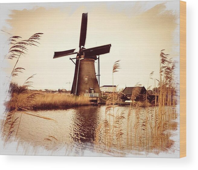 Windmill Wood Print featuring the photograph Windmill by Beril Sirmacek