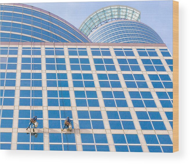 Window Washer Wood Print featuring the photograph Window Washers by Jim Hughes