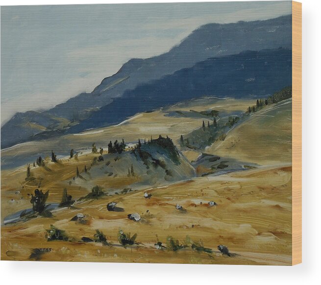 Landscape Wood Print featuring the painting Wine Glass Valley Montana by Les Herman