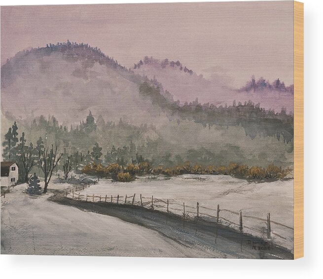 California Landscape Wood Print featuring the painting Winter in Quincy by Darice Machel McGuire