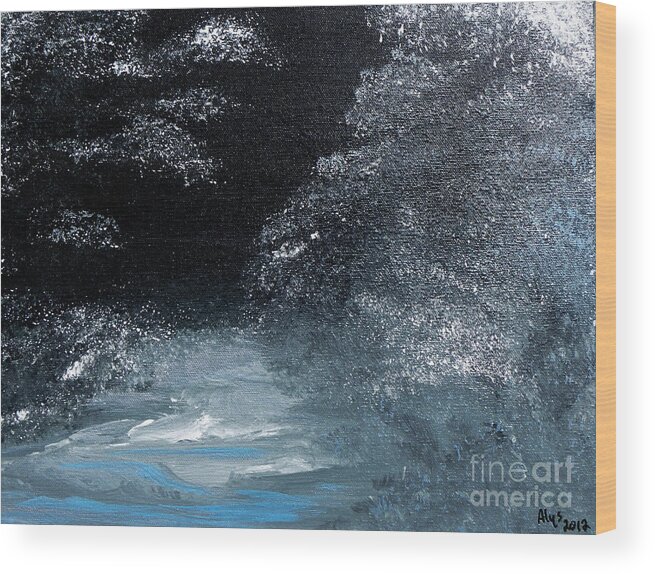 Silent Night Wood Print featuring the painting Winter Sparklers by Alys Caviness-Gober