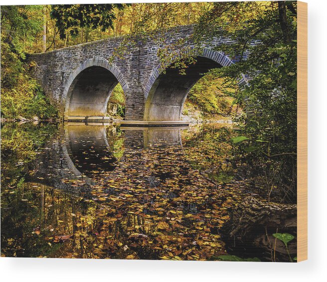 Stone Bridge Wood Print featuring the photograph Wissahickon park Bridge by Louis Dallara