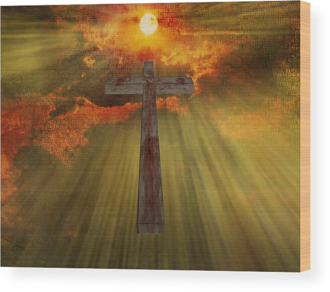 Afternoon Wood Print featuring the digital art Wood Cross by Bruce Rolff