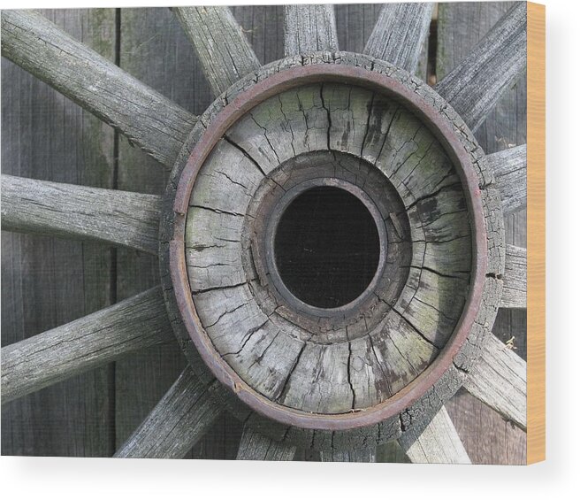 Wheel Wood Print featuring the photograph Wooden Wheel by Natalie Rotman Cote