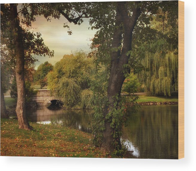 Woodlawn Cemetery Wood Print featuring the photograph Woodlawn Reflections by Jessica Jenney