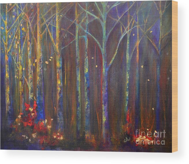 Woods Wood Print featuring the painting Woods in Autumn by Claire Bull