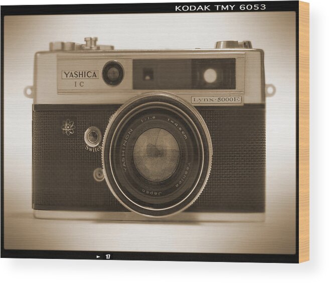 Classic Film Camera Wood Print featuring the photograph Yashica Lynx 5000E 35mm Camera by Mike McGlothlen