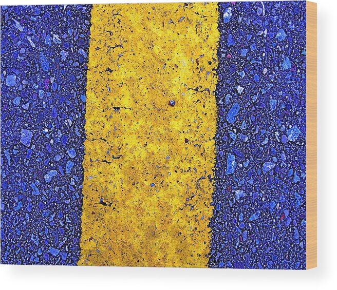 Blue Wood Print featuring the photograph Yellow on Blue Stone by Brooke Friendly