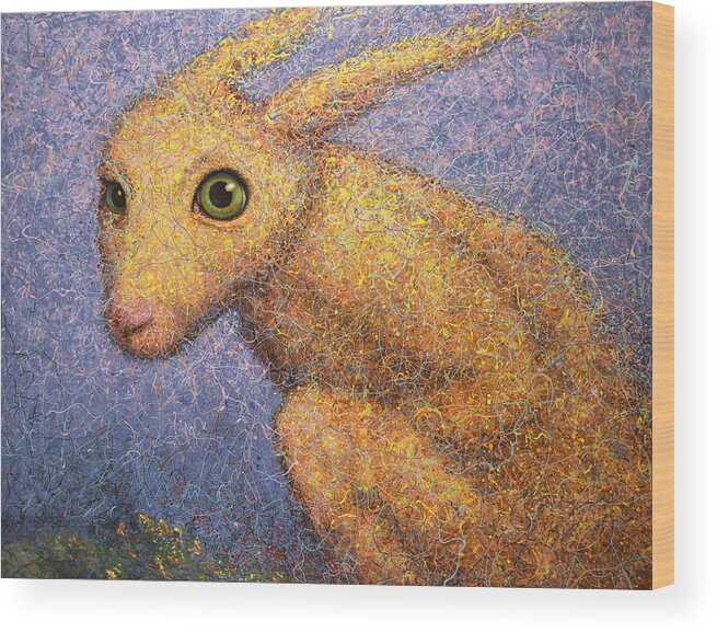 Yellow Rabbit Wood Print featuring the painting Yellow Rabbit by James W Johnson