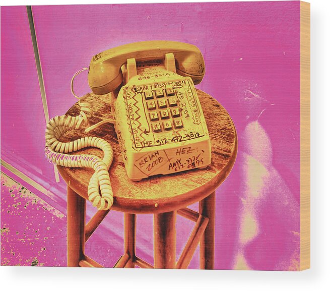 Push Button Phone Wood Print featuring the photograph Yellow Telephone by Jessica Levant