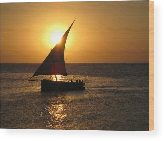 Zanzibar Wood Print featuring the photograph Zanzibar Fishing Dhow by Carl Sheffer