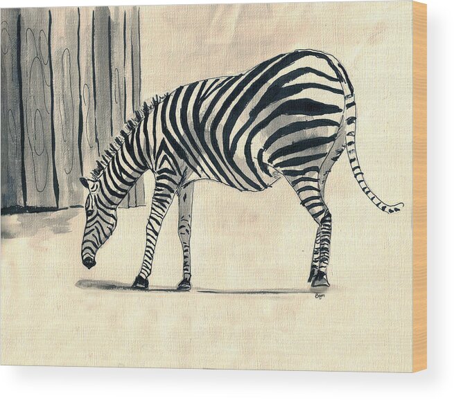 Zebra Wood Print featuring the painting Zebra Stripes by Clara Sue Beym