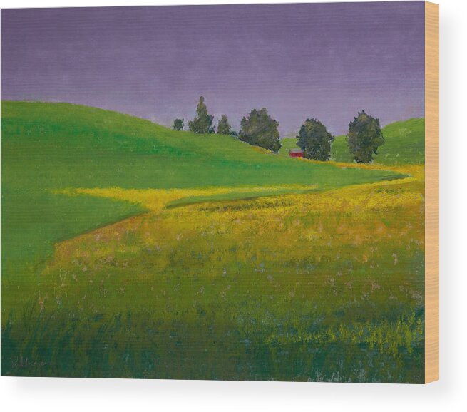 Pastel Wood Print featuring the painting A Sliver of Canola #2 by David Patterson