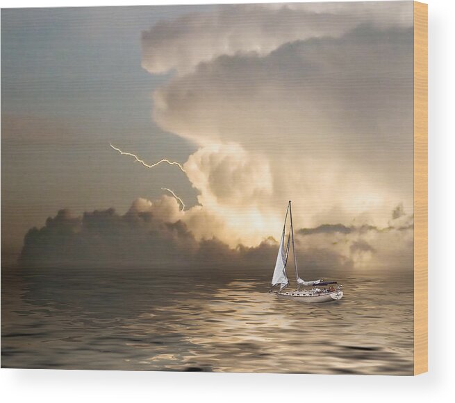 Storm Wood Print featuring the photograph Before the Storm #1 by Stephen Warren