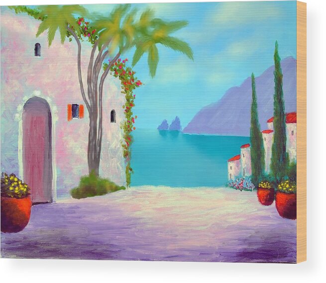 Capri Wood Print featuring the painting Capri Colors #1 by Larry Cirigliano