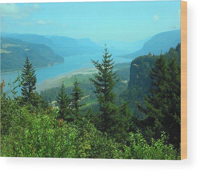 Twilight Wood Print featuring the photograph Columbia River Gorge by Kelly Manning