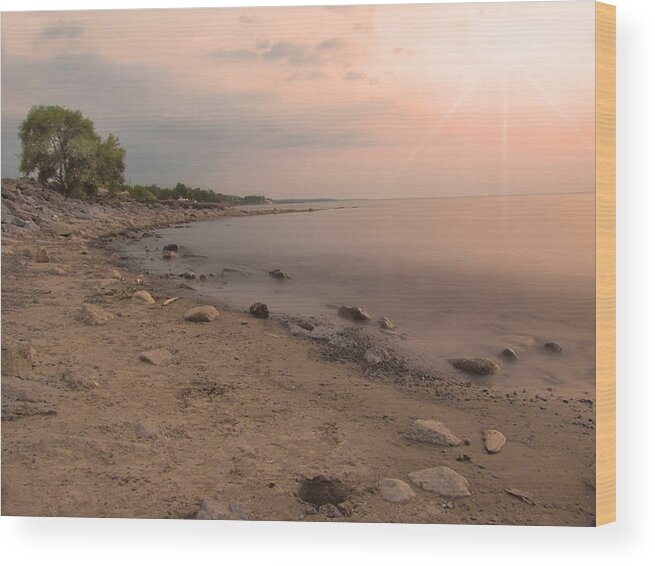 Lakeside Wood Print featuring the photograph Lake Erie Sunset #1 by Cindy Haggerty