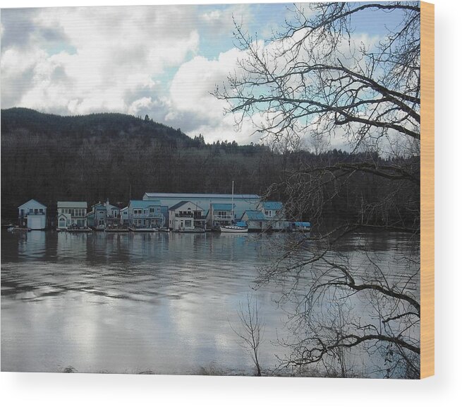 Multnomah Channel Wood Print featuring the photograph Multnomah Channel Sauvie Island by Kelly Manning