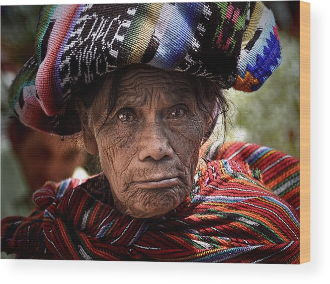 Woman Wood Print featuring the photograph Old Woman of Chichicastenango #1 by Tom Bell