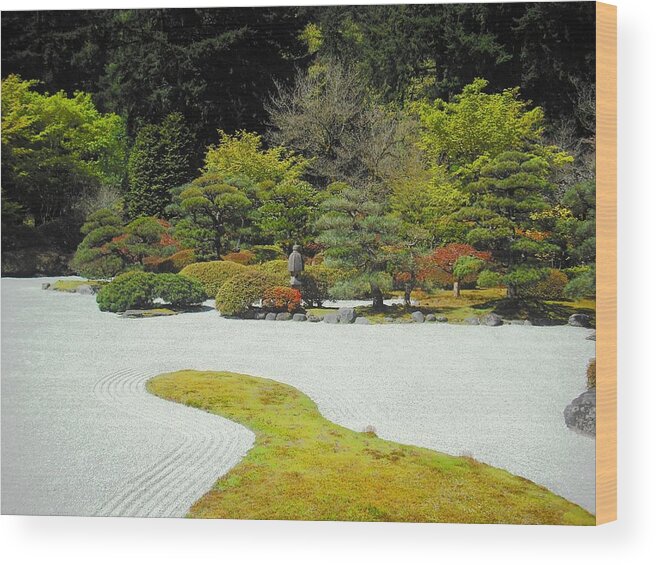 Japanese Garden Wood Print featuring the photograph Portland Japanese Garden by Kelly Manning