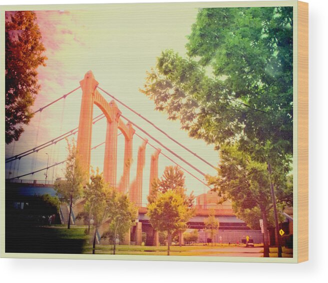 August 2011 Wood Print featuring the digital art A Bridge in Minneapolis by Susan Stone