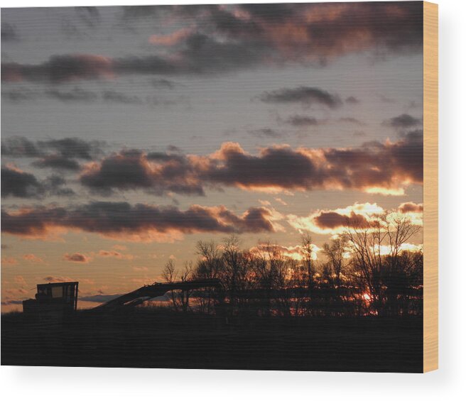 Sunset Wood Print featuring the photograph A Farmers Day Is Done by Kim Galluzzo