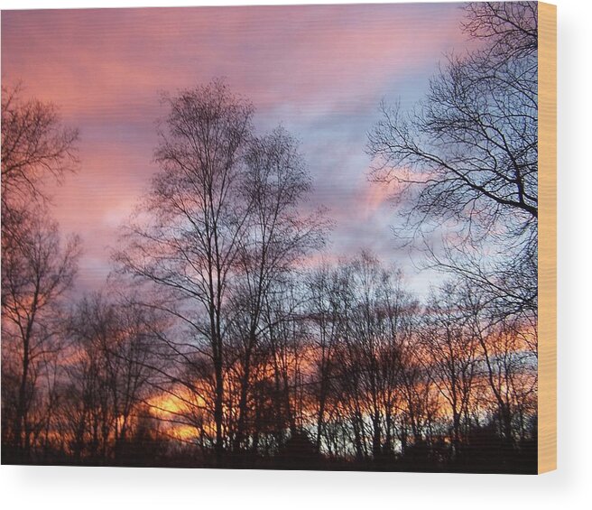 Fiery Wood Print featuring the photograph A Fiery Sundown by Kim Galluzzo Wozniak