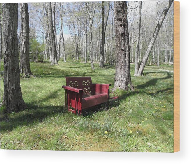 Old Metal Bench Wood Print featuring the photograph A perfect bench in the country by Kim Galluzzo Wozniak
