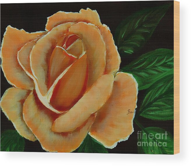 Airbrushed Coral Rose Wood Print featuring the digital art Airbrushed Coral Rose by Barbara A Griffin