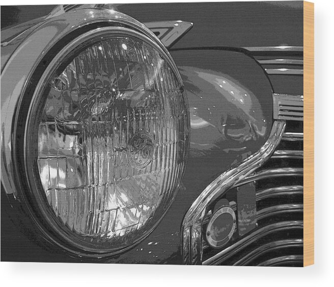 Digital Art Wood Print featuring the photograph Antique Car close-up 002 by Dorin Adrian Berbier