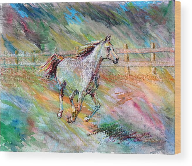  Wood Print featuring the painting Arabian Dream Horse by Nancy Tilles