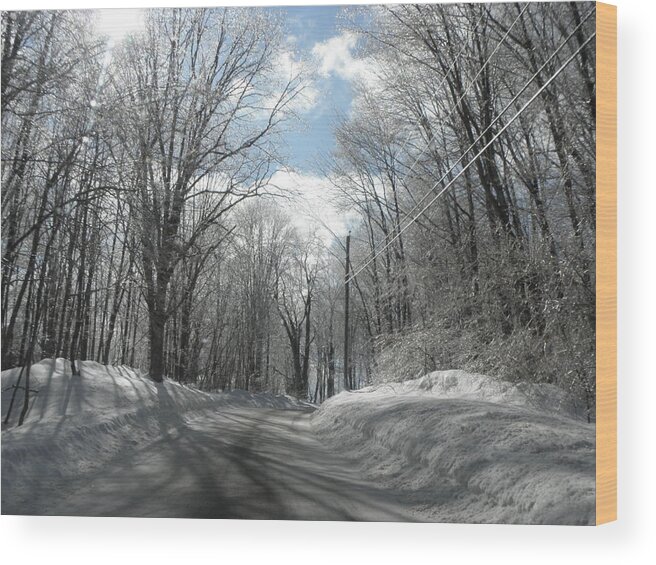 Winter Wood Print featuring the photograph Back road of CT Winter 2010 by Kim Galluzzo