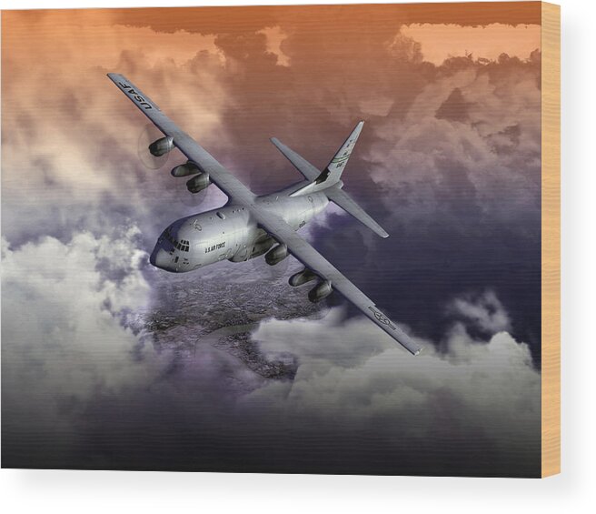 Aviation Wood Print featuring the digital art Baghdad Express 01 by Mike Ray