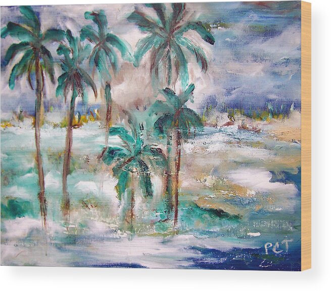 Sand Wood Print featuring the painting Balmy Breezy Days by Patricia Clark Taylor