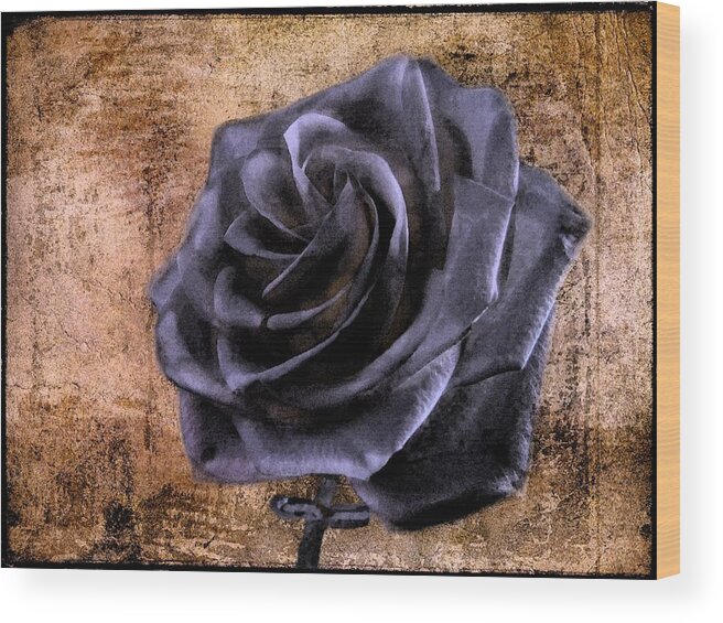 Rose Wood Print featuring the photograph Black Rose Eternal  by David Dehner