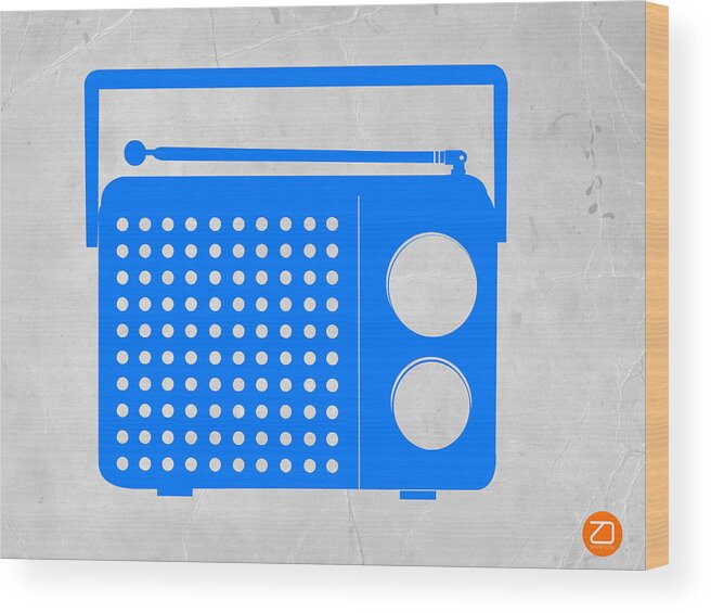 Radio Wood Print featuring the digital art Blue transistor radio by Naxart Studio