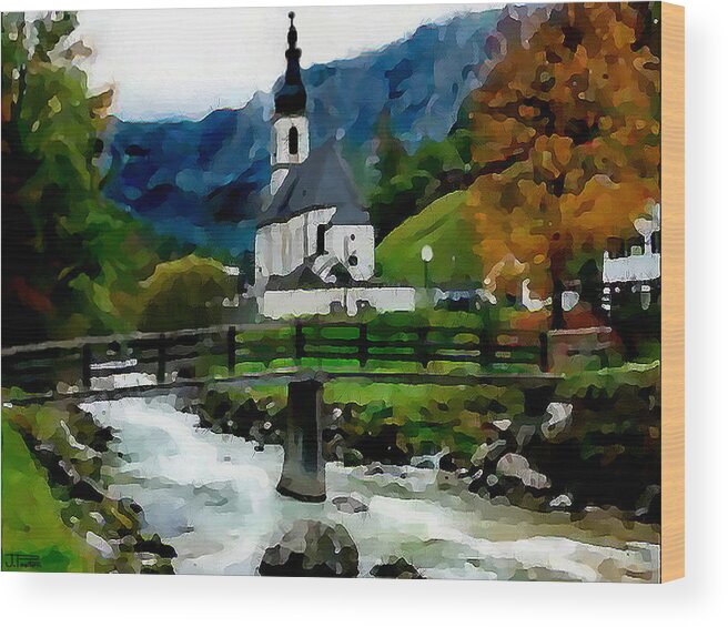 Switzerland Wood Print featuring the painting Bosnian Country Church by Jann Paxton