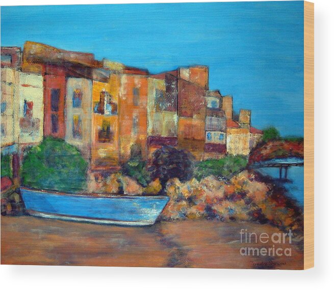 France Wood Print featuring the painting Bouzigues France by Jackie Sherwood