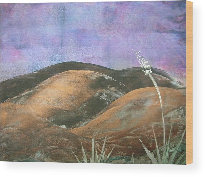  Wood Print featuring the painting Bronze Mountains by Melinda Etzold