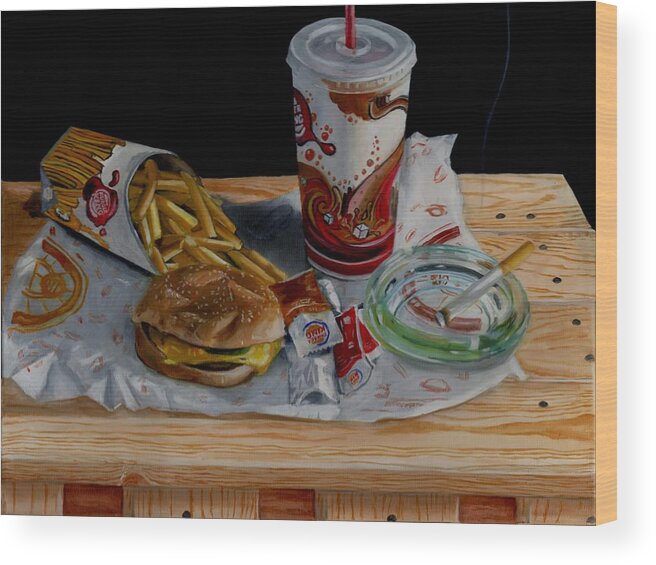 Still Life Wood Print featuring the painting Burger King Value Meal No. 1 by Thomas Weeks